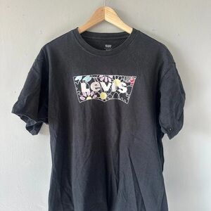 Levi's Black Tee with Floral Logo